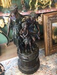 Bronze beautiful bronze statue on a revolving pedestal! Signed Ramcoulet Total height 107 cm and diameter pedestal 43 cm